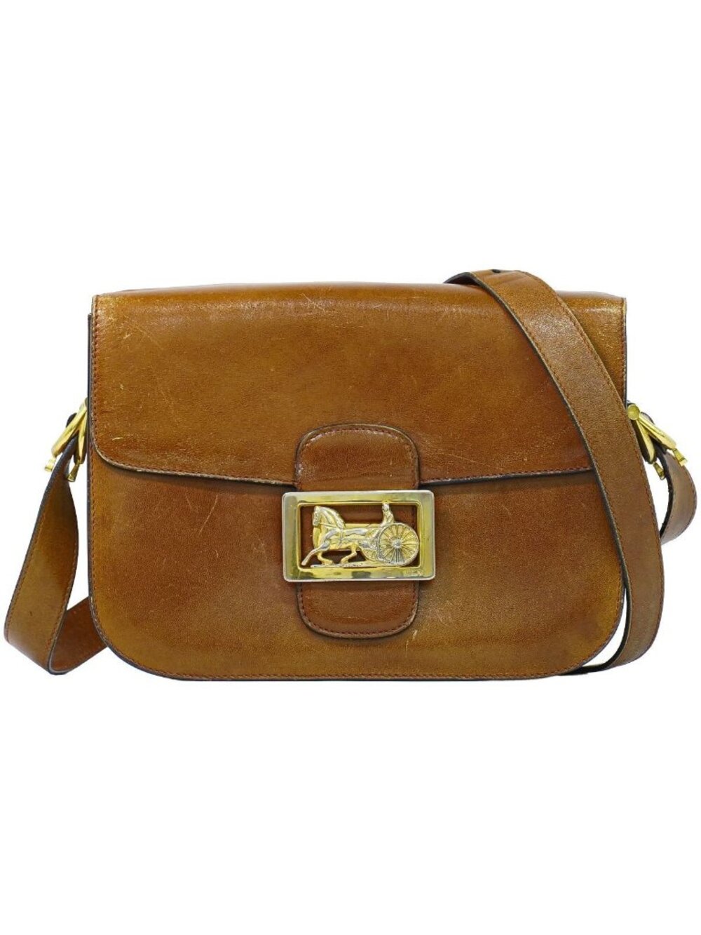 Celine Carriage Shoulder Bag Pochette Leather Brown